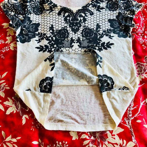 Eye-Catching Floral/Mesh Print "Dreamweight" Cotton-Blend Vintage Tee Express XS - Picture 10 of 16